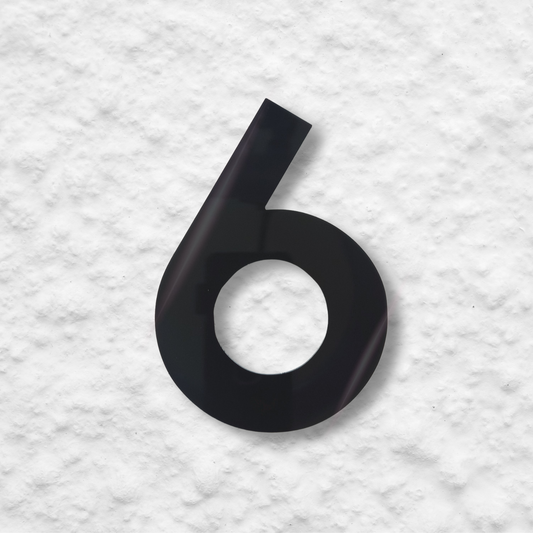 Floating Number 6 - Black Gloss (150mm high)