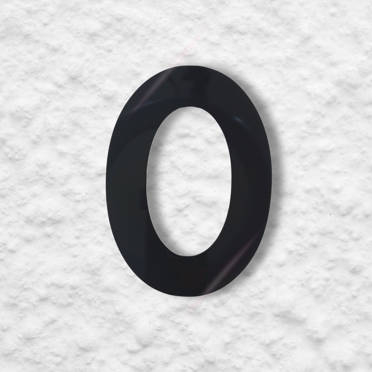 Floating Number 0 - Black Gloss (150mm high)