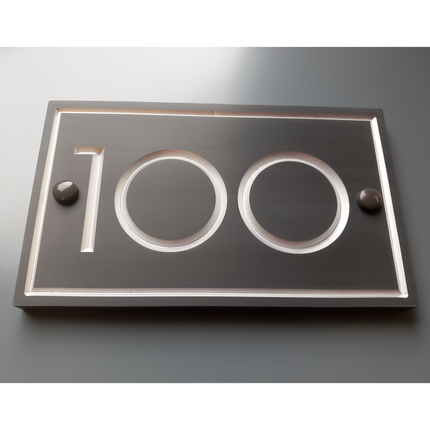 Grey Rectangle Corian Sign (200x120mm) with Straight Edge