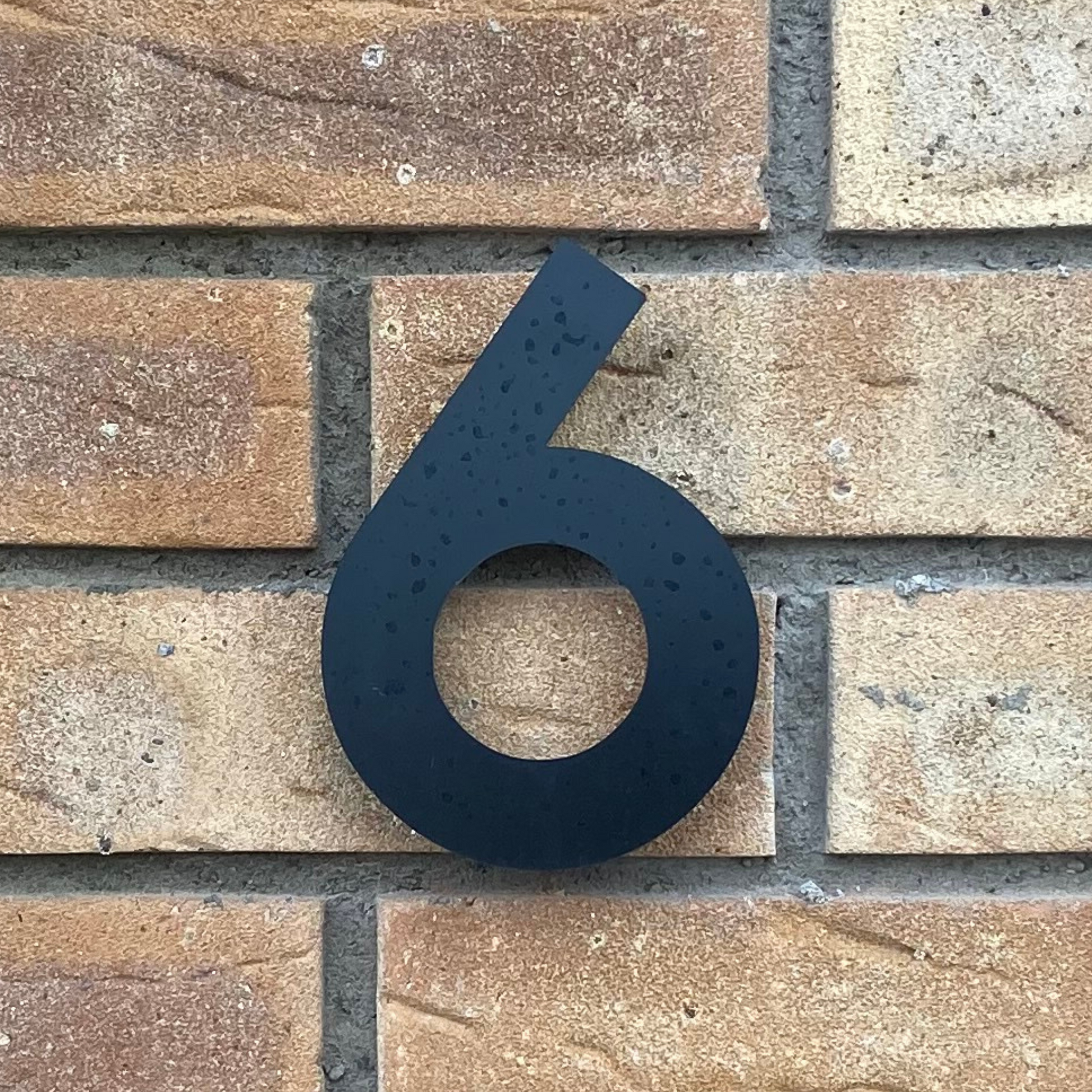 Floating Number 6 - Black Matt (150mm high)