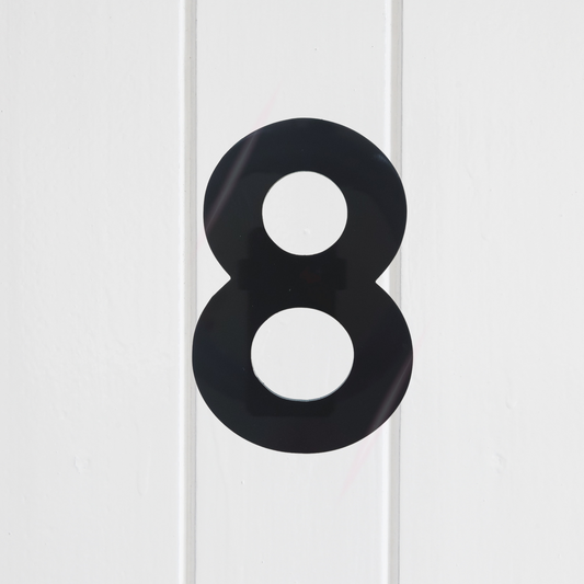 Stick On Number 8 - Black Gloss (100mm high)