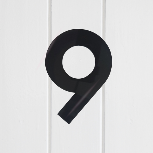 Stick On Number 9 - Black Gloss (100mm high)