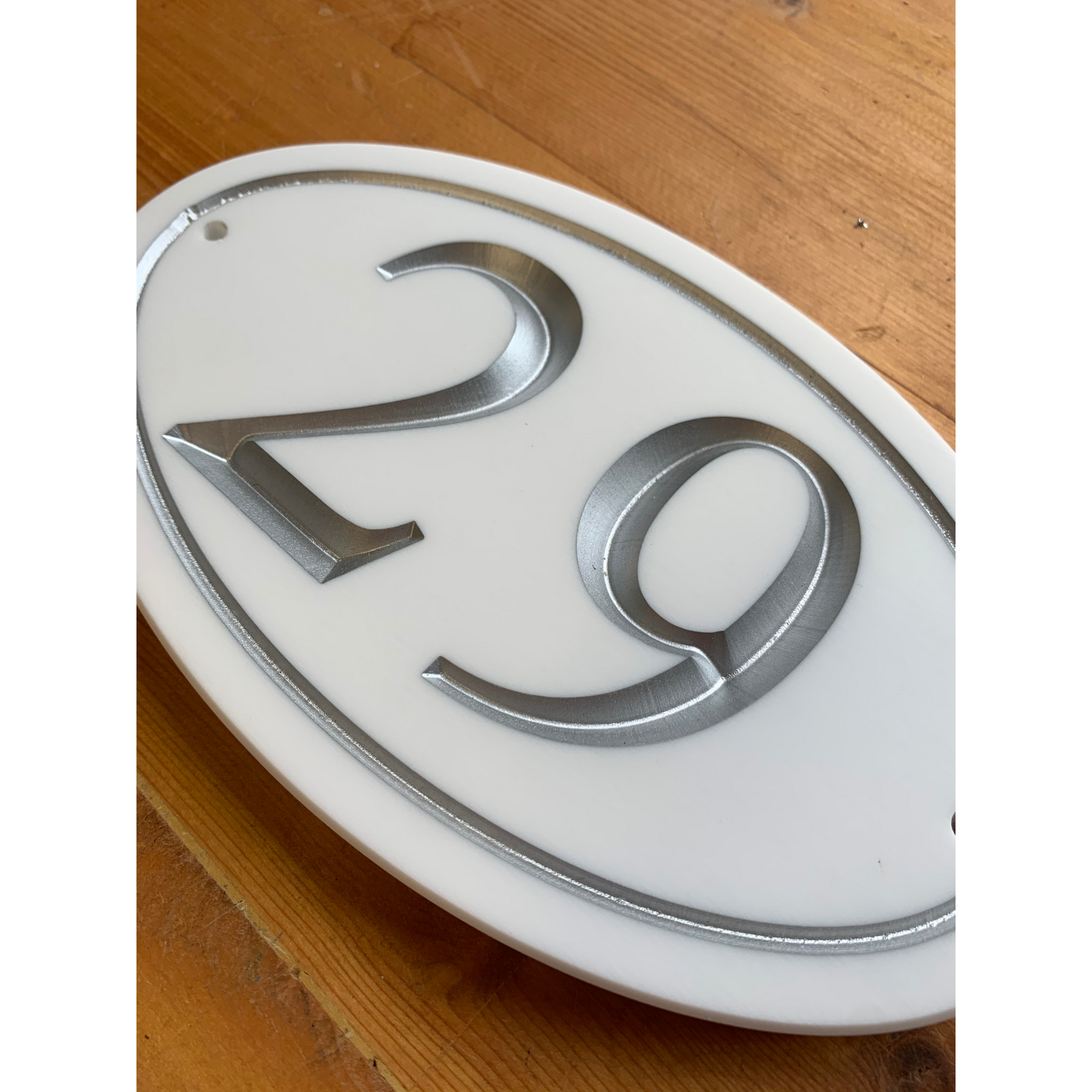 White Oval Corian Sign (195x115mm)