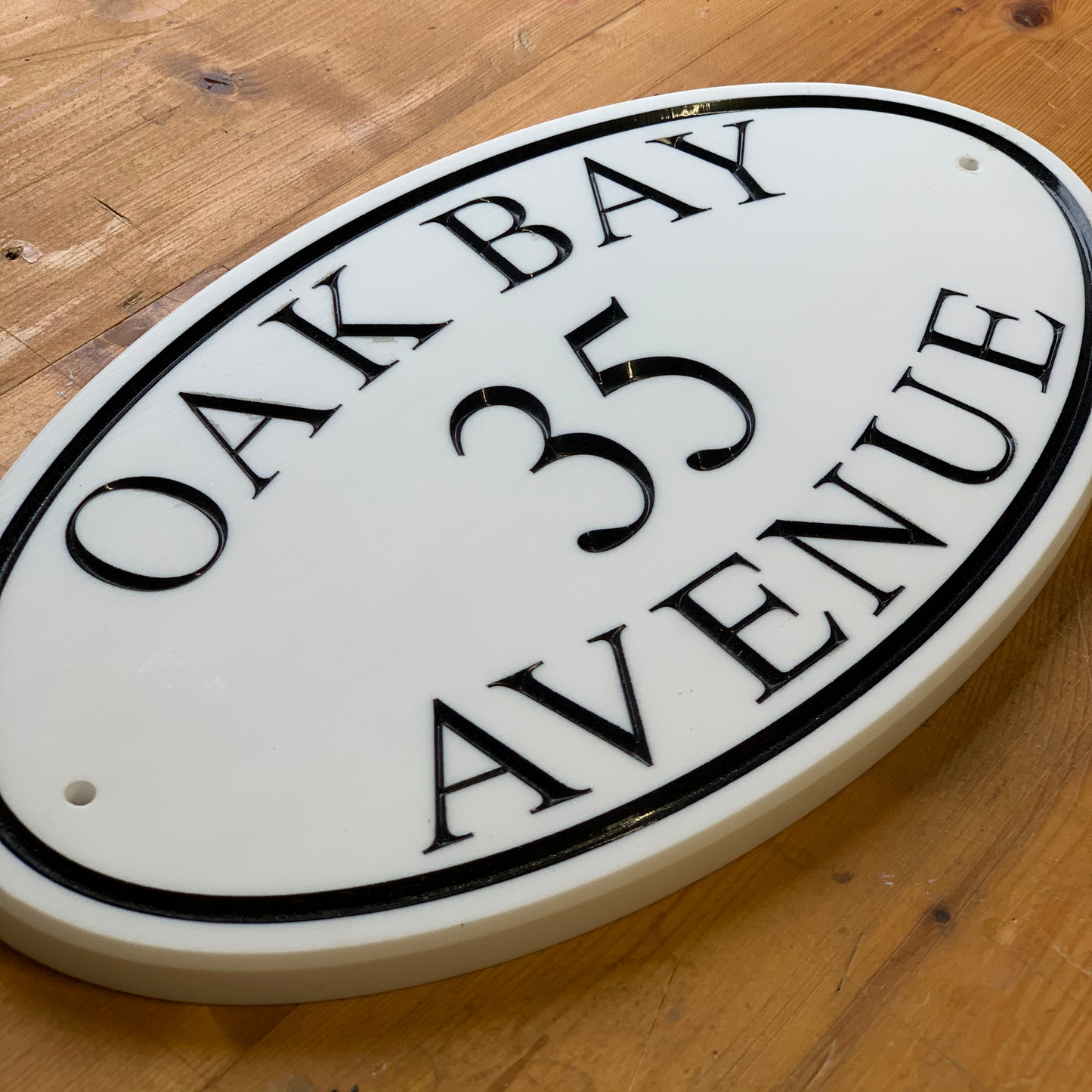 White Oval Corian Sign (320x175mm)