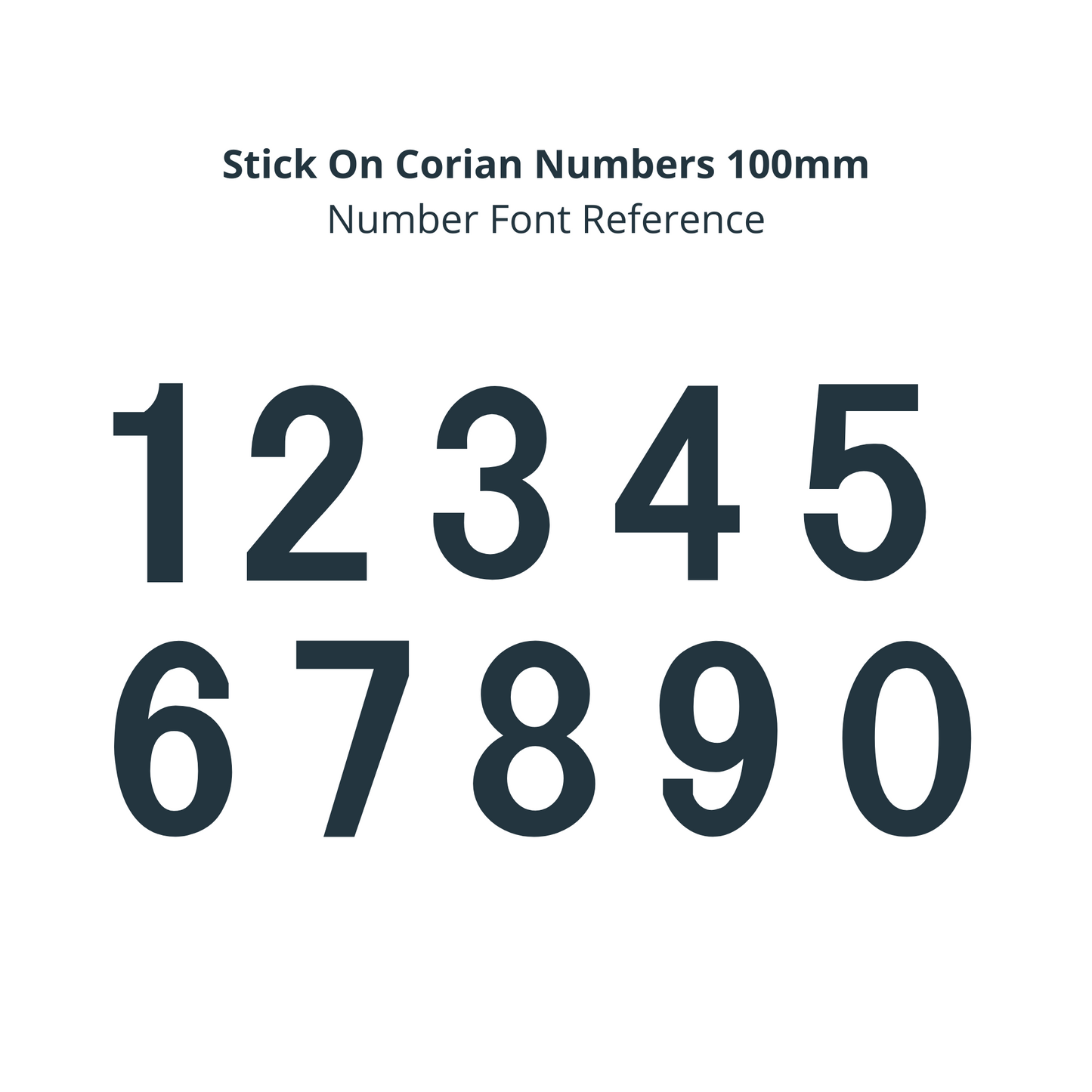 Corian Stick On Numbers 100mm font