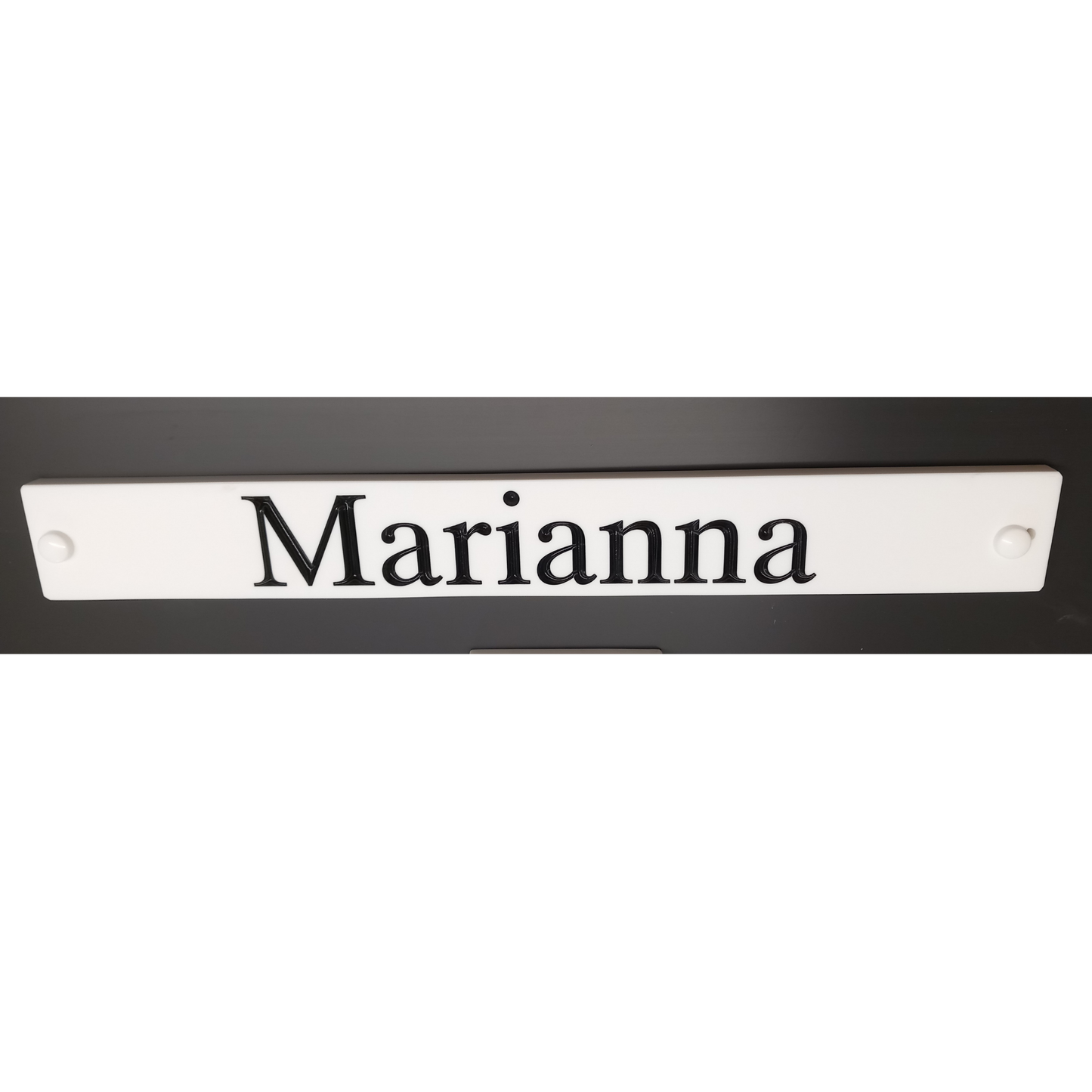 White Rectangle Corian Sign (400x48mm)