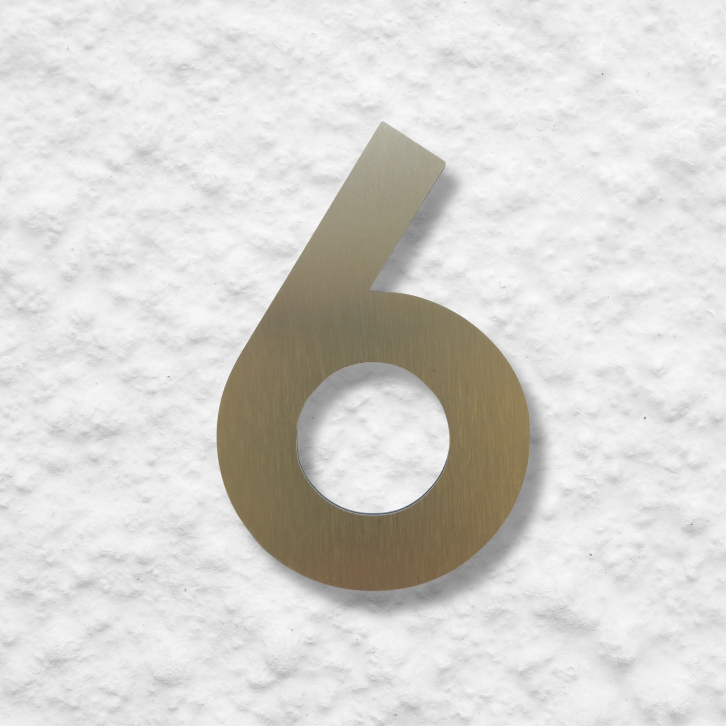 Floating Number 6 - Brushed Gold