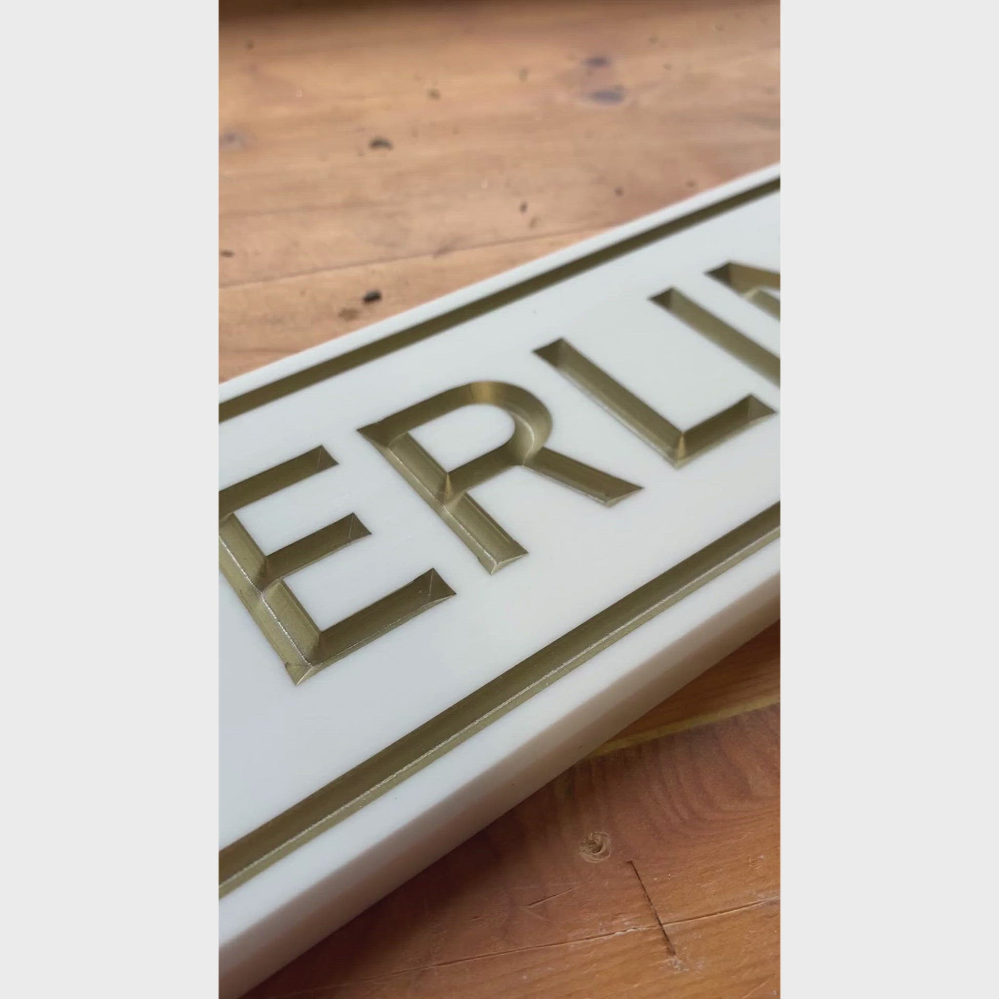 White Rectangle Corian Sign (400x100mm)