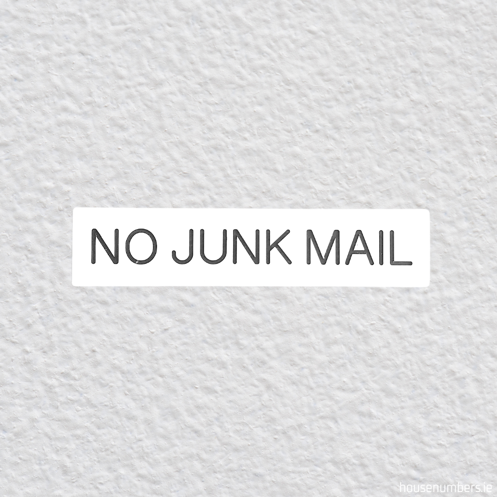 No Junk Mail - White Gloss Stick On Sign