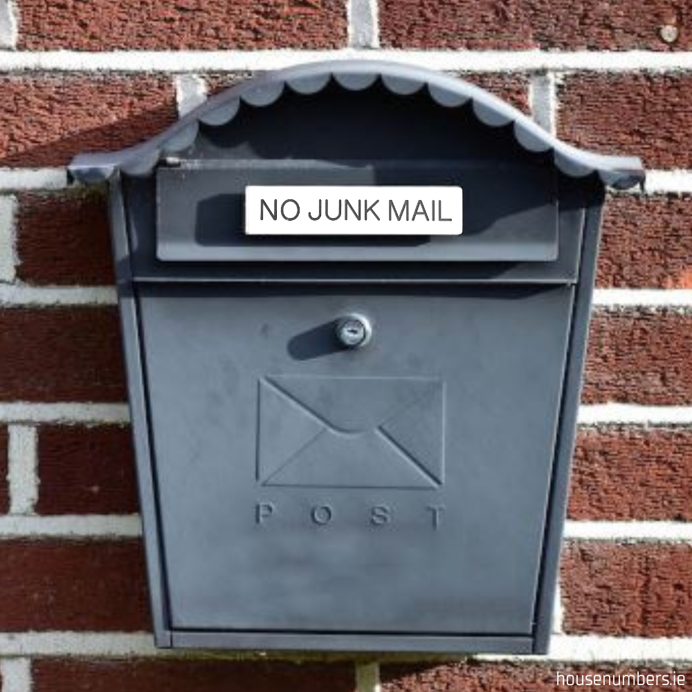 No Junk Mail - White Gloss Stick On Sign