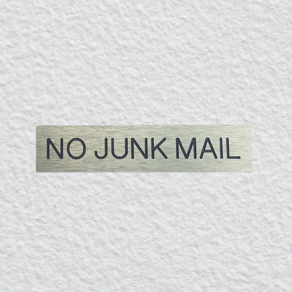 No Junk Mail - Brushed Gold Stick On Sign